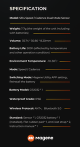 Magene S314 Geschwindigkeits- und Trittfrequenz Sensor (ANT+ & Bluetooth)