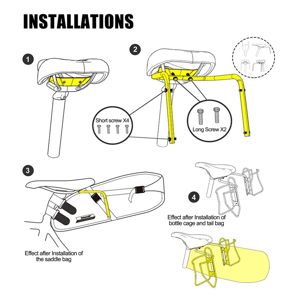 Rhinowalk Flaschenhalter und Taschenstabilisator für Rennrad und Gravelbike für Montage am Sattel